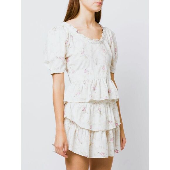 NEW LoveShackFancy Women’s S Tayshia Pink Parasail Blouse - Picture 5 of 14